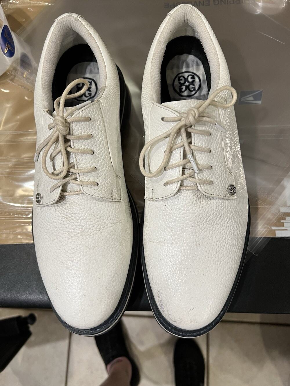 G/FORE Gallivanter Pebbled Leather Men’s Golf Shoes Sz 11 White Some Scuffs